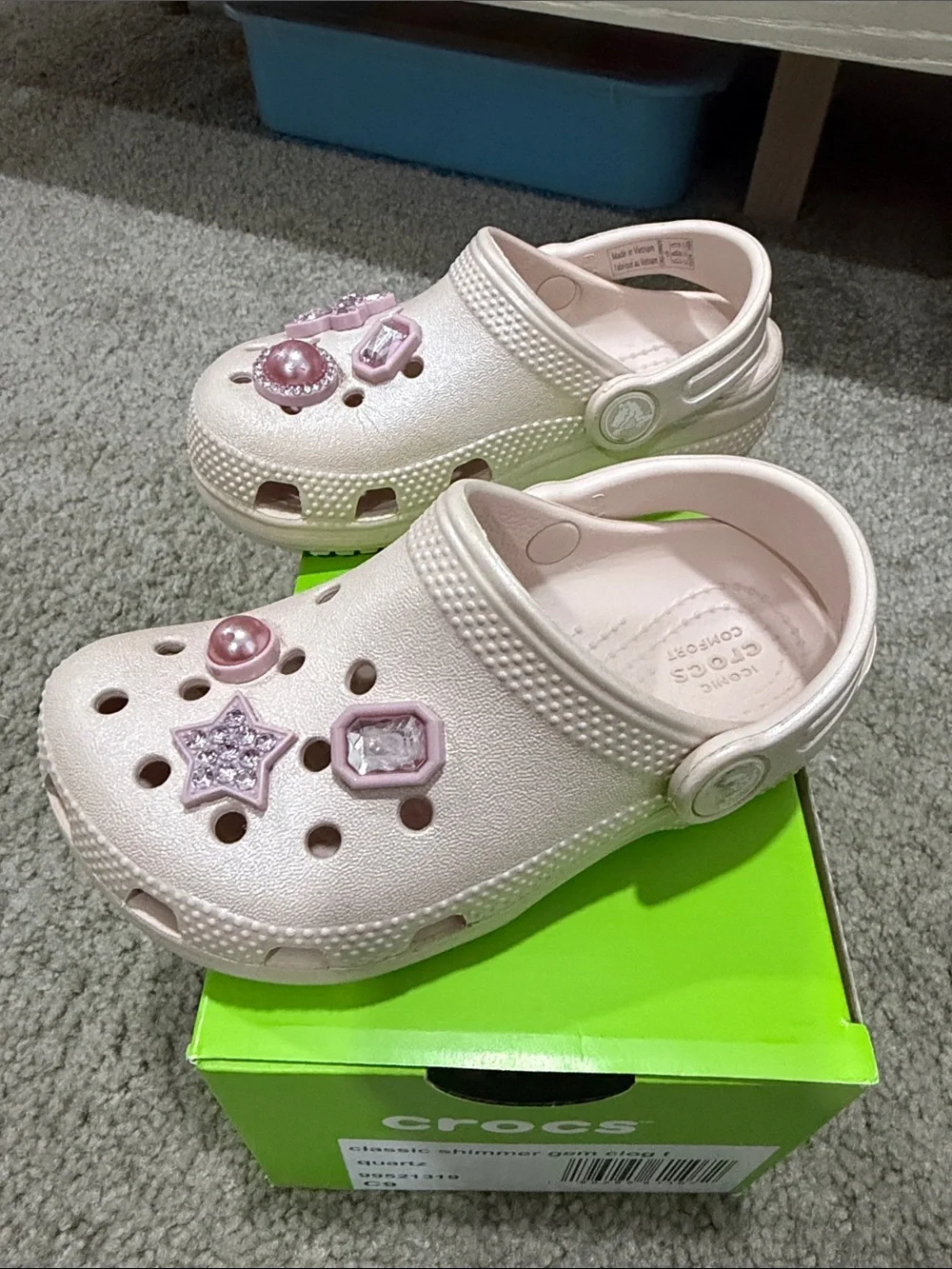 CROCS Kids Classic Shimmer Gem Clog in Quartz Pink